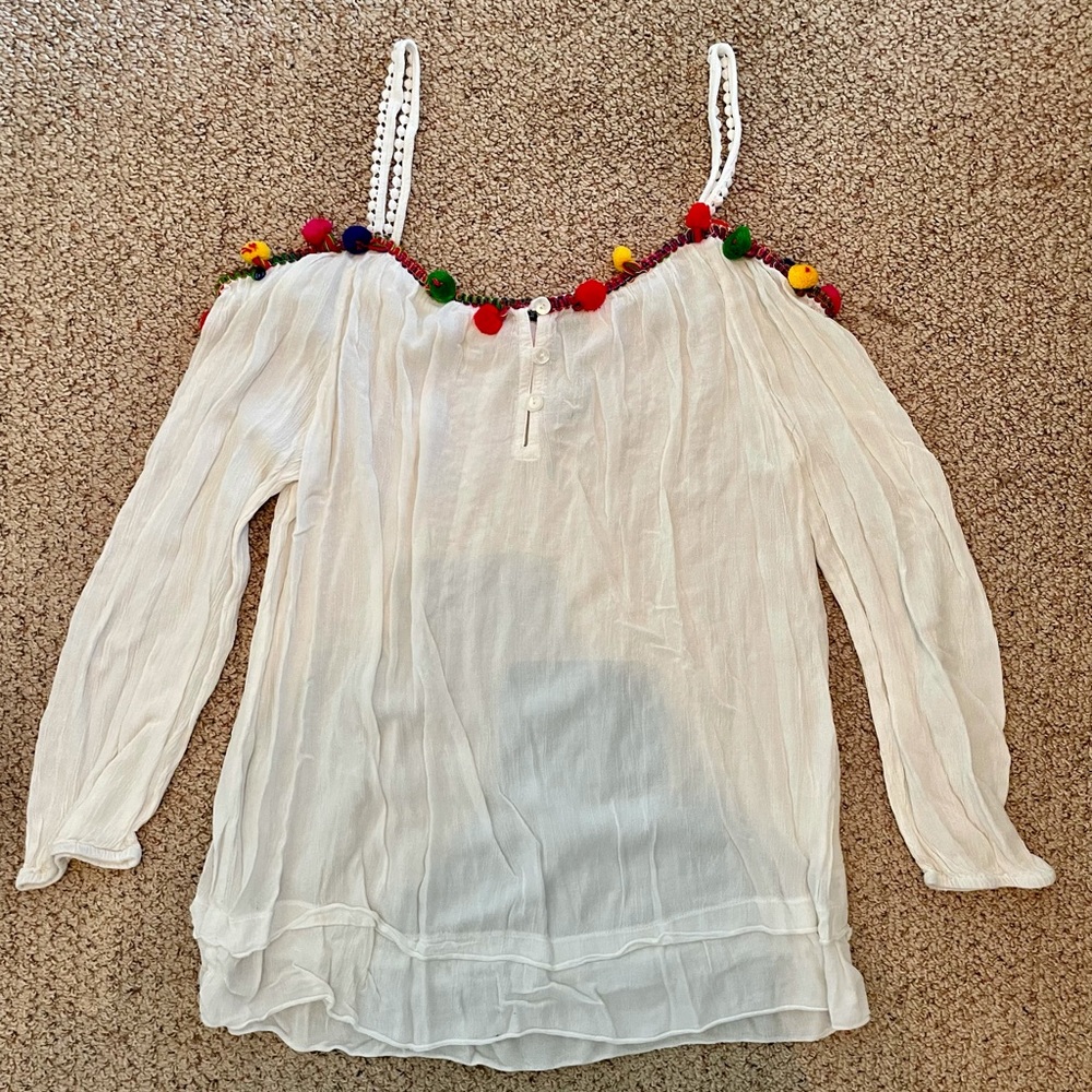 Cute White Blouse with Pop of Color